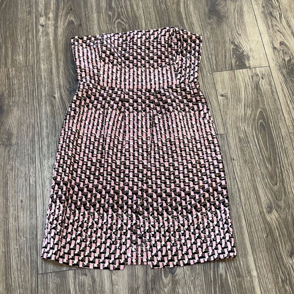 Strapless pink black and gray dress